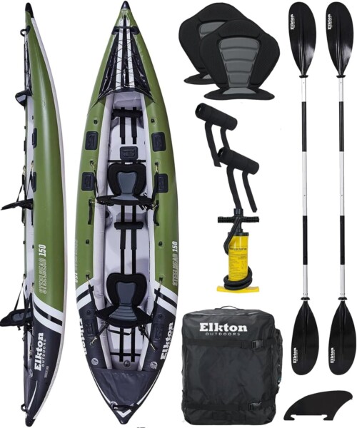 Elkton Outdoors Steelhead Inflatable Fishing Kayak-best fishing kayak under 1000