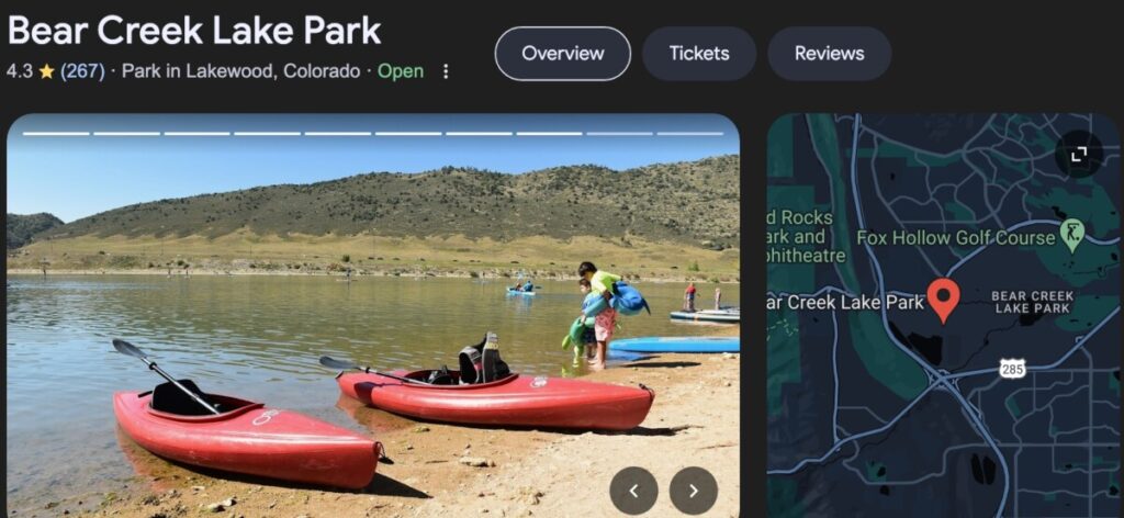 Bear Creek Lake-best places to kayak in Colorado